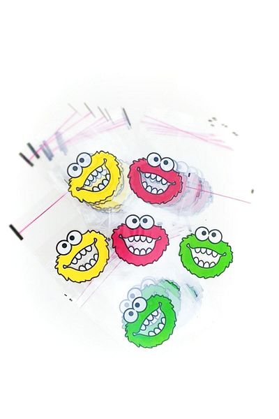 Elizada Monster Patterned Transparent Tape Bag - 10x15 Cm, 50 Pieces