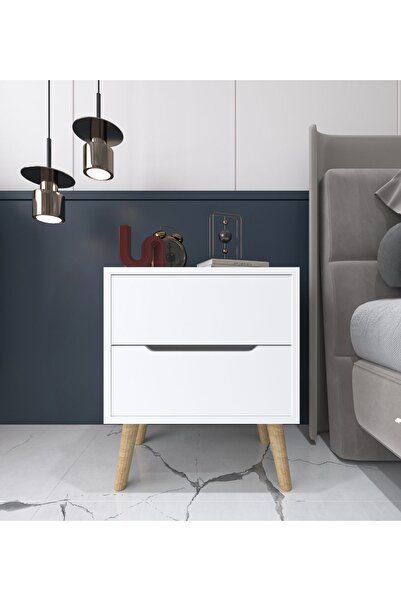 VM VERTEX MOBİLYA Flora Komodin 2 Çekmeceli Yatak Odası Bebek Odası Beyaz