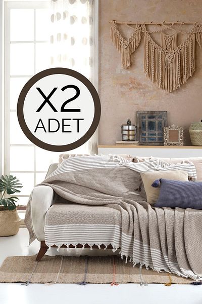 Lux Touch Κάλυμμα καναπέ 2 τεμαχίων Bergama Mustard 180 X 200 cm Σάλι καναπέ Κάλυμμα πολυθρόνας καναπέ Βαμβακερό