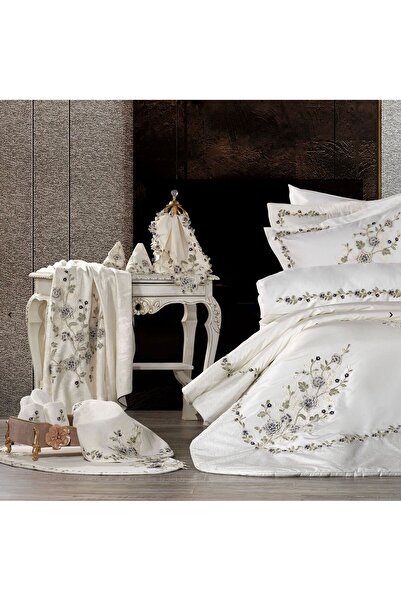 Antepiş Home Azur 23 Parça Krem / Lacivert Premium Çeyiz Seti