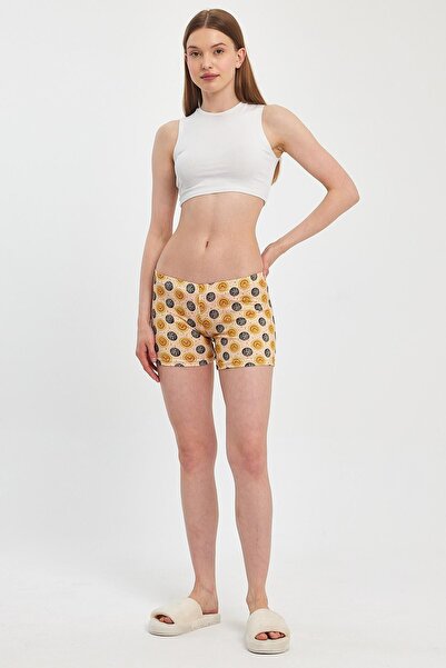 Penyelux Stretchy Cotton Mini Shorts Leggings - Women's, Cool, Elastic Waist, Yellow