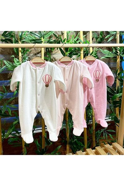 Renkli Puset 3-Piece Velvet Newborn Baby Girl Sleeping Bag Set with Booties