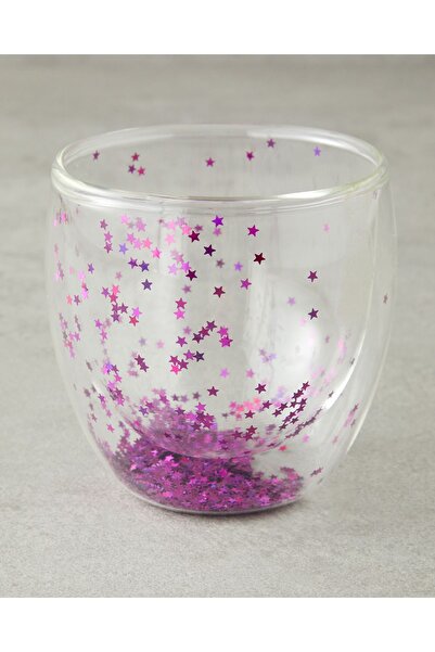 English Home Pink Sparkle Borosilcate Glass Double Wall Mug
