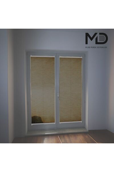 MD Plise Beyaz Alüminyum Kasa 150x200 Canary Yarı Geçirgen Plise Perde