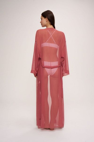 Pierre Cardin Long Dried Rose Kimono - Paris, Waist Tied