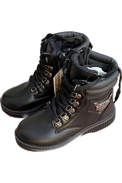 İpek Girl's Black Fur Lined Zippered Waterproof Boots