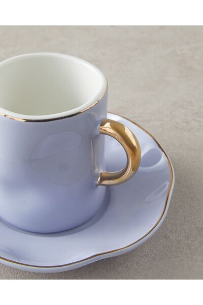 English Home Rolly New Bone China - Coffee Cup Set 4 Pieces, Lilac for 2 People