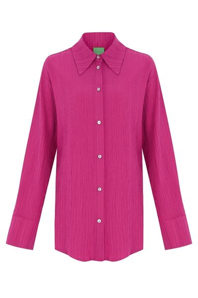 Whenever Company Pembe Renk Cepsiz Uzun Rahat Gömlek