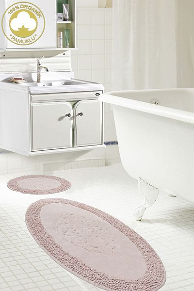 Dekoreko Cotton 2-Piece Toilet Set Bathroom Mat Set Miriam Powder