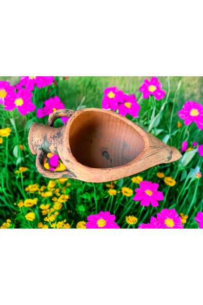 egesaksı Antik sırlı yarık çiçeklik anfora