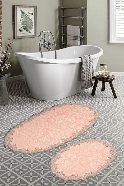 Dekoreko Welsoft Lacy 2-Piece Toilet Bathroom Set Raquel Powder