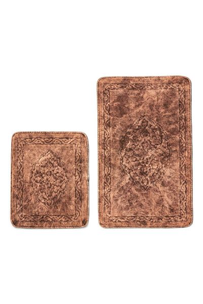 Dekoreko Cotton 2-Piece Toilet Set Bathroom Mat Set Beulah Brown