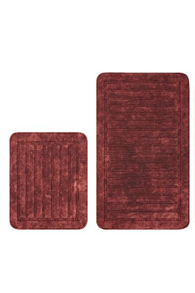 Dekoreko Luxury Home Cotton 2-Piece Toilet Set Bathroom Mat Set Debbie Claret Red