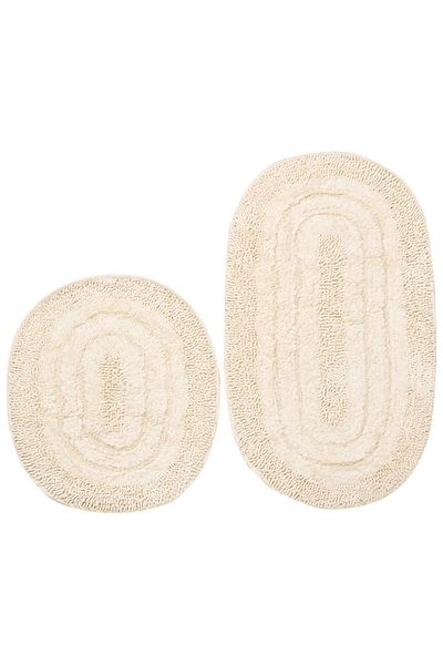 Dekoreko Cotton 2-Piece Toilet Set Bathroom Mat Set Curly Kellie Cream