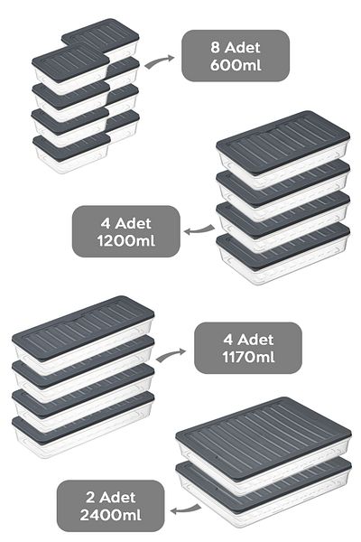 Meleni Home 18 Piece Microwave and Freezer Compatible Storage Container Set - Anthracite