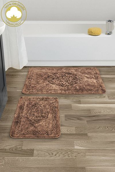 Dekoreko Cotton 2-Piece Toilet Set Bathroom Mat Set Beulah Brown