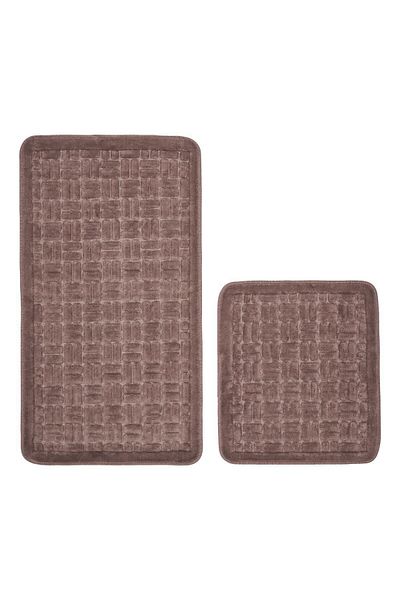 Dekoreko Cotton 2-Piece Toilet Set Bathroom Mat Set Shawna Brown
