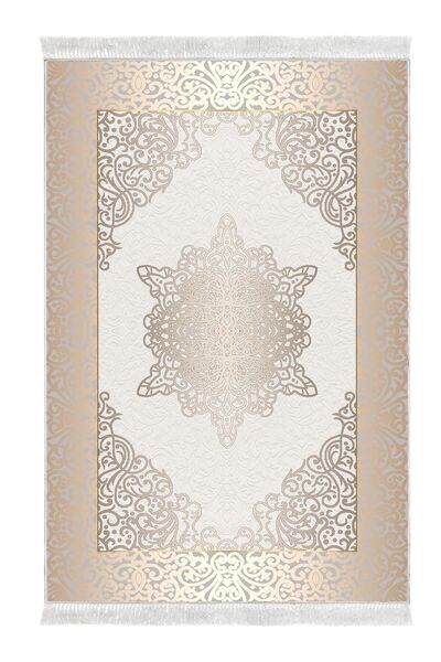 EXCLUSIVE Saray Saçaklı Dijital Halı Senay Krem