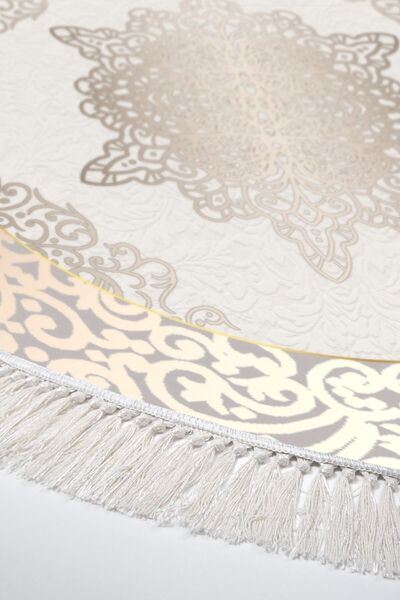 EXCLUSIVE Toprak Saçaklı Dijital Halı Senay Krem