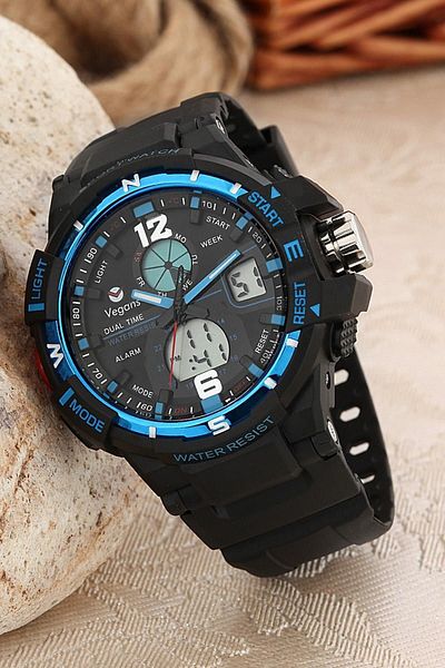 Vegans 1148 Double Clock Silicone Men's Wristwatch