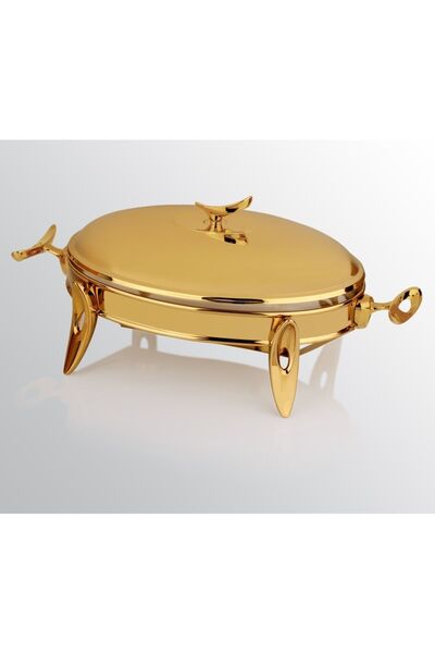 MATSteel Gold Mum Isıtıcılı Oval Servis Seti 3 Litre