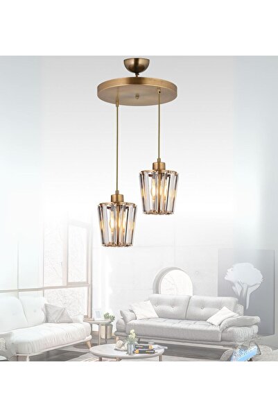 RONİSU AYDINLATMA Leyla 2'Li Sarkıt Avize Taşlı Sarkıt Aydınlatma