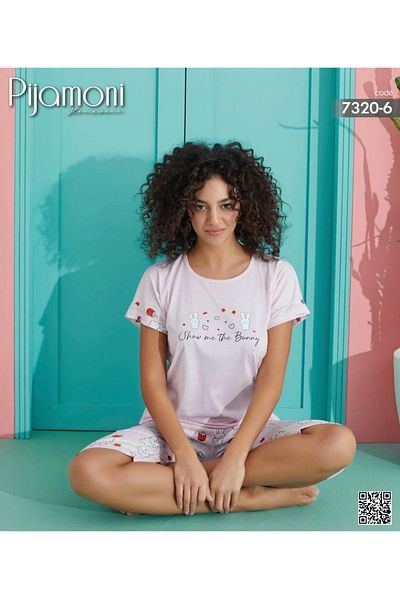 Pijamoni Pijamoni 7320-6 Capri Short Sleeve Pajama Set
