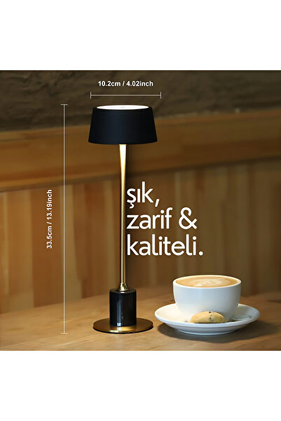 AmberLED MeraGold Masa Lambası Şarj Edilebilir Taşınabilir 3000K Günışığı 3 Kademe Dokunmatik Parlaklık Ayarı