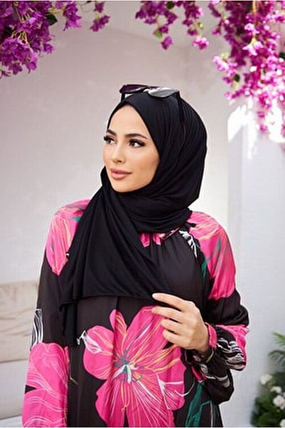 feronis Hijab Women's Combed Cotton Shawl Model _ Black