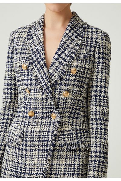 Just Like You Tweed Double Breasted Tasseled Women's Jacket