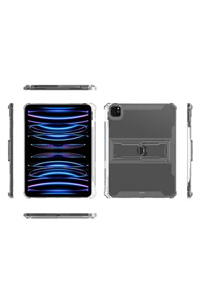 TEKNETSTORE 2024 متوافق مع iPad Pro 11 M4 Chip - حافظة من السيليكون الشفاف مع حجرة القلم A2836 A2837