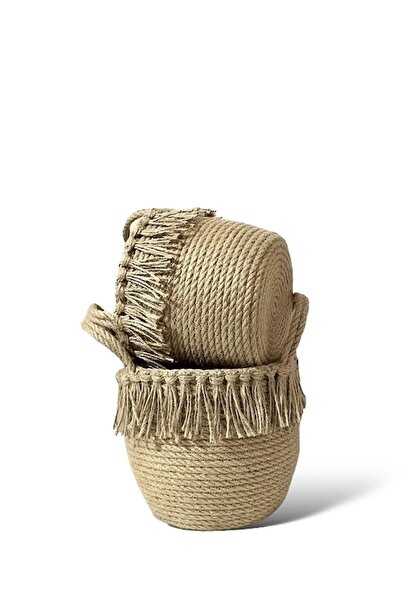 HAKİCİ Doğal Jüt Hasır Örgü 2’li Saksılık Dekoratif Saksı Sepet