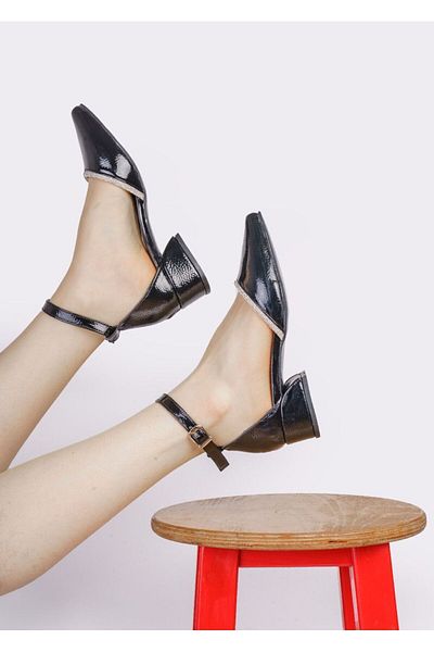Ayalbuzenne 5 Pont Black Patent Leather - Wrinkled Rhinestone