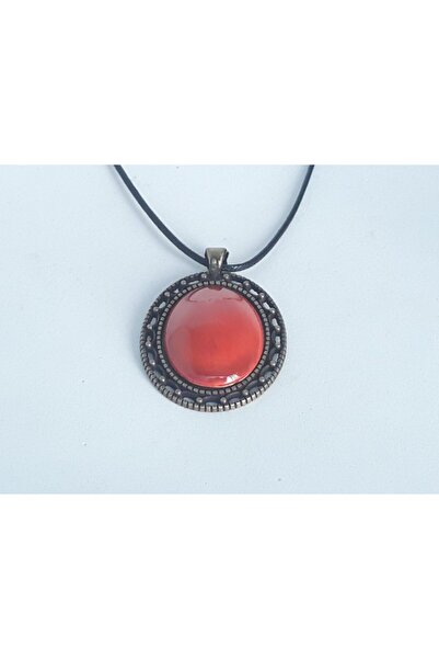 Özel Yapım Özel Tasarım Koyu Kırmızı Çini Kolye