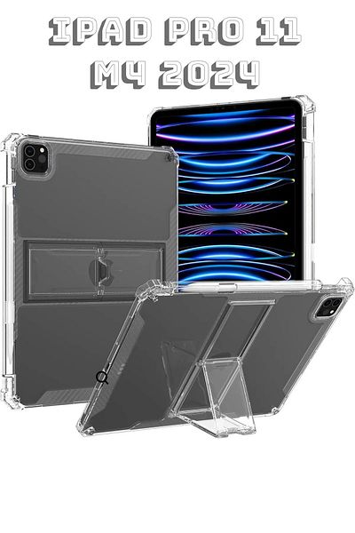 TEKNETSTORE 2024 متوافق مع iPad Pro 11 M4 Chip - حافظة من السيليكون الشفاف مع حجرة القلم A2836 A2837