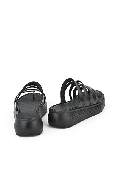 Ziya Μαύρες γυναικείες παντόφλες από γνήσιο δέρμα - 1411010z539