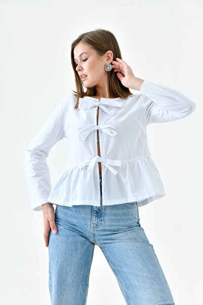 Divesse Λευκό Πουκάμισο - Voleta, Μπροστινό Δέσιμο, Με Κορδέλα
