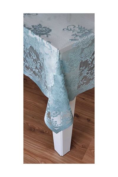 WENESSİ Față de masă tricotată cu model trandafiri 160x220 (albastru)