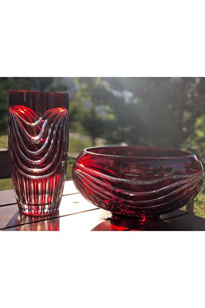 SARAYIKRISTAL Bohemia Kristal El yapımı Vazo ile kase