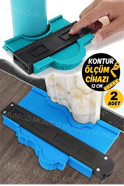 Munico 2 Adet Mimar Marangoz Yapı İşleri İçin 12 Cm Kontur Ölçüm Cetvel Cihaz...