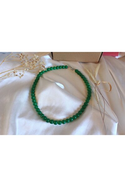 baddin aksesuar قلادة نسائية كورية مطرزة بالأحجار الخضراء