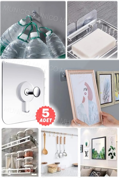 Munico 5'li Vida Duvar Kanca Hiçbir Matkap Yapışkanlı Modern Fotoğraf Çerçeve...