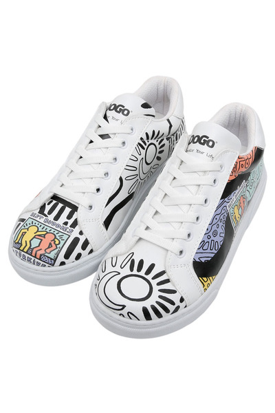 Kadın Vegan Deri The World Is You Beyaz Sneaker