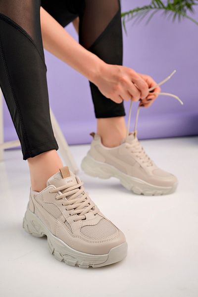 Moda Kadıköy Pantofi sport de damă Monaco Beige - Talpă ușoară