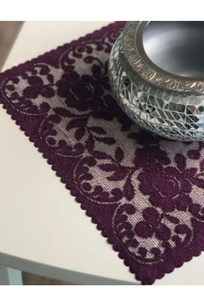 WENESSİ Șervețel tricotat cu model trandafiri 6 bucăți 30 X 30 (violet)