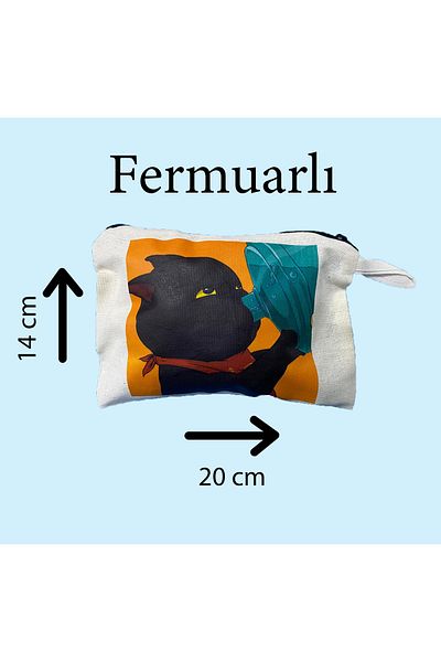 rakkun shop 2-Piece Cats Printed Raw Cloth Unseparable Makeup Handbag