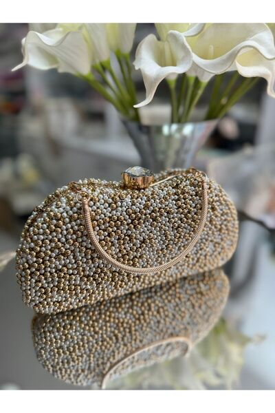 Blacktavern Βραδινή τσάντα με πέτρινη λεπτομέρεια