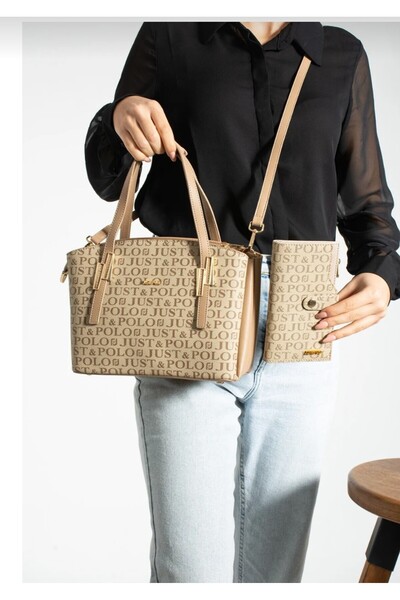 Just Polo Medium Size Mink Women's Bag - Hand and Shoulder Combination, Walle...