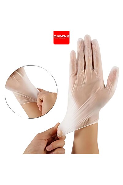 Medicalx Vinil Şeffaf Muayene Eldiveni Pudrasız 100 lü Paket - Large