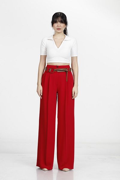 etol textile Women's Palazzo Belted Trousers